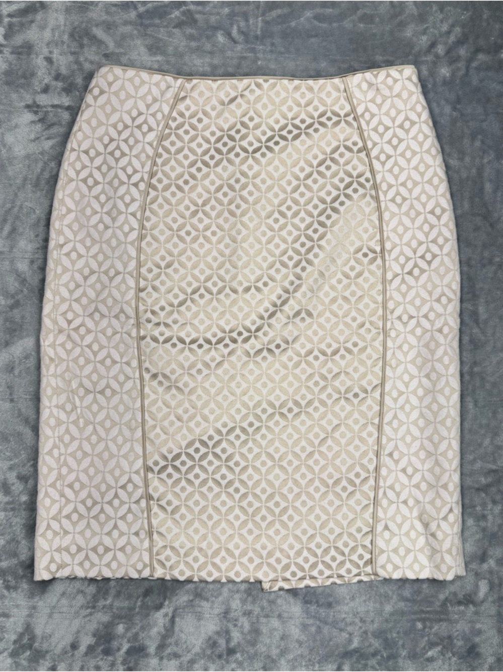 White House Black‎ Market Cream Geometric Pencil Skirt